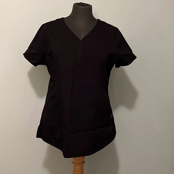 Healing Hands Purple Label Women's Black V Neck Scrub Top - Picture 1 of 10